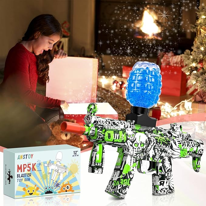Anstoy Gel Ball Blaster, Splat Gun Toy Automatic Activities-Shooting Team Game, Christmas, Halloween, Birthday Gifts for Ages 14+ (Green)