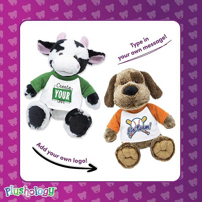 Personalized Plush Brown Bear for Happy Birthday, Anniversary, Get Well Soon, Thank You, I Love You, Promotional Product; Ultra Soft and Cuddly Brown Bear Plush for Kids 3+ to Adults; (9" Tall Seated)