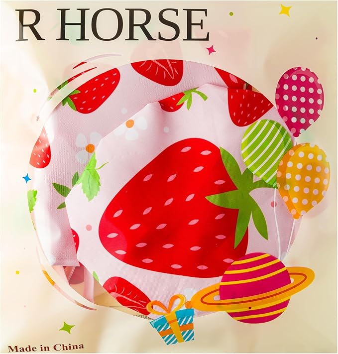 R HORSE Kid Apron and Chef Hat Set - 2Pcs Strawberry Adjustable Children Kitchen Toddler Apron for Girls Role Play Chef Toy Cooking Gift Birthday Gift for Kids Cooking Baking Painting and Training