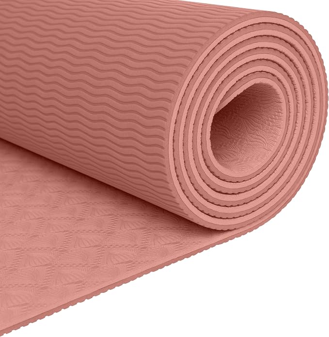 Retrospec Zuma Yoga Mat 6mm Thick Non-Slip TPE Exercise Mat | Cushioned Workout Mat for Yoga Pilates and Home Stretching | 72 x 24 with Carrying Strap