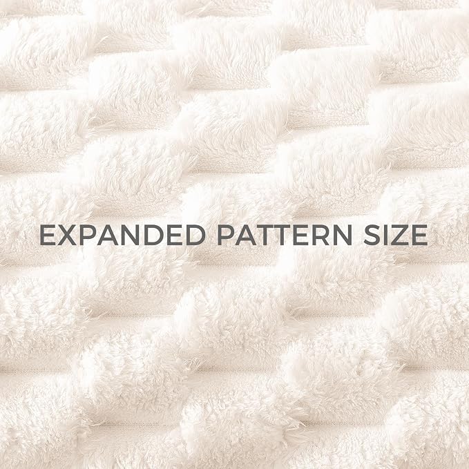 Whale Flotilla Soft 3D Jacquard Fleece Throw Blanket for Couch & Bed, Ivory | Super Cozy Lightweight Plush Fluffy Throw, Luxury Decorative All‑Season Couch Cover Blanket for Sofa & Office Chair, 50"x60"