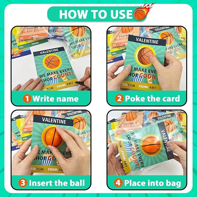 Basketball Valentines Day Cards Gifts for Kids School,24 Pack Mini Foam Sports Basketball Toys W/ Exchange Cards for Toddlers,Valentine Party Favors Goody Bag Stuffers Classroom Treats for Boys Girls