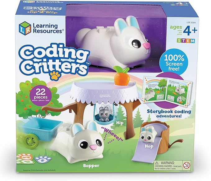 Learning Resources Coding Critters Bopper - 22 Pieces, Ages 4+,Screen-Free Early Coding Toy for Kids, Interactive STEM Coding Pet, Preschool Learning Toys