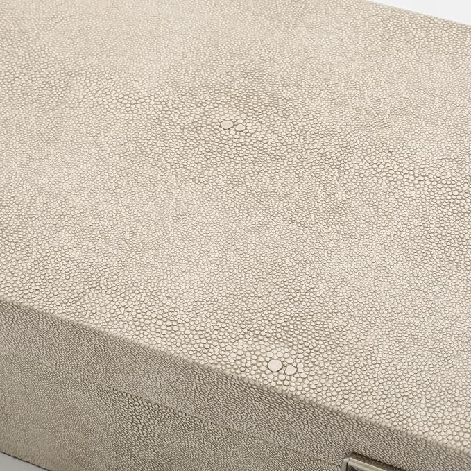 DECOR4SEASON Faux Shagreen Leather Decorative Storage Boxes Set of 2, Ivory | For Keeping Precious Keepsakes, Trinkets, Jewelry And Other Small Items Organized
