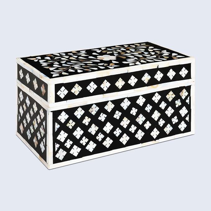 Handicrafts Home Large Decorative Storage Box with Lid– 10x5x5” Coffee Table Organizer, Keepsake-Decorative Boxes for Home Decor, Stylish Decorative Box for Office Décor- Rhonda Bouquet