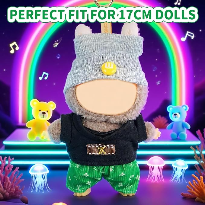 Coolcandy 17cm Doll Clothes for Doll, Fashionable Dolls Outfit with Accessories Suit, Stylish Adorable Dolls Clothes Set, Soft Fabric, Detailed Stitching(Doll Not Included)