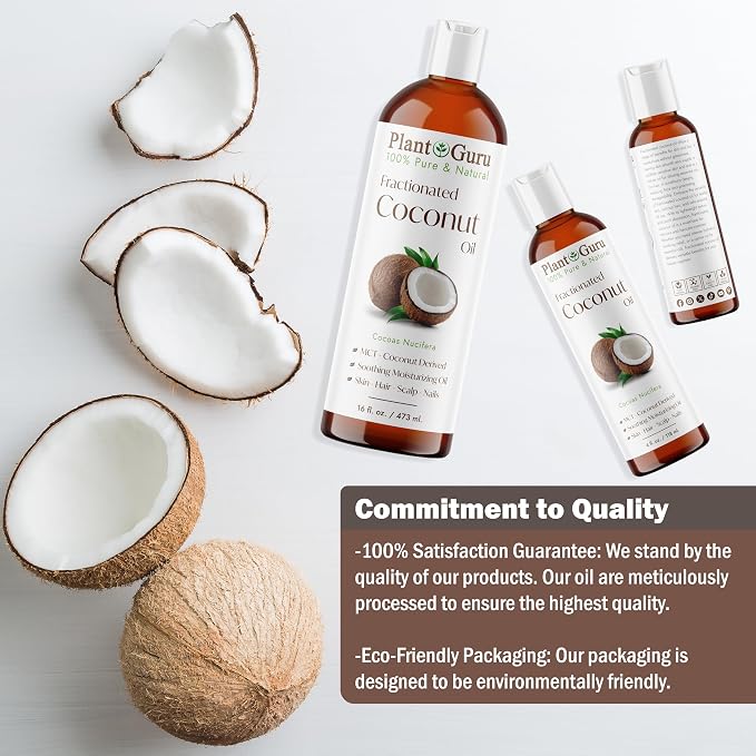 Fractionated Coconut Oil 2 fl. oz. 100% Pure MCT Natural Carrier - Skin, Face, Body, Massage and Hair Growth Moisturizer, Great for Diluting Aromatherapy Essential Oils