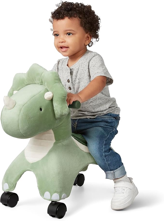 Radio Flyer Dash the Rolling Dinosaur Ride On, Ages 1-3, EZ-Glide 360-degree Wheels, Easy Grip Handles, Soft Plush Face, Ideal for Active and Imaginative Play, Toddler Ride On Toys