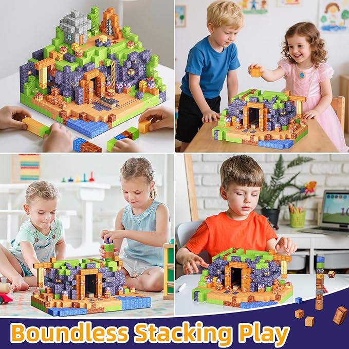 150PCS Magnetic Blocks, Build 3D Magnetic Building Blocks for Kids Ages 4-8, Magnet Blocks STEM Sensory Educational Christmas Birthday Gifts for Boys & Girls Ages 3+ Construction Toys
