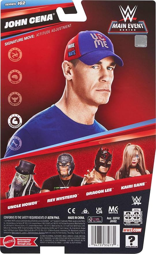 Mattel WWE John Cena Action Figure, Main Event Series #162, 6-inch Collectible Superstar with 14 Articulation Points & Life-Like Look