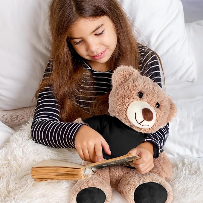 Bear Tee Shirt Fit 14-18inch Bear Clothes Stuffed Animal Clothes Shirt Basic Stuffed Bears Dolls Shirt, Black