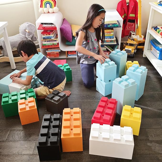 EverBlock 6" x 6" Half Size Plastic Modular Block Bulk Pack | Giant Building Blocks | Easy to Connect & Reuse | Indoor & Outdoor Use | Build Displays & Structures | Black