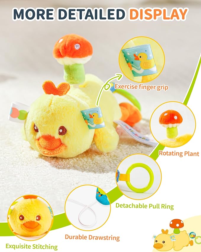 Jollybaby Baby Rattles & Soft Plush Hanging Toy for Stroller Crib car seat and Play Gym, Sensory Developmental Vibrating Toys for Newborn, Baby Christmas Stocking/Socks Stuffers Gifts - Panda