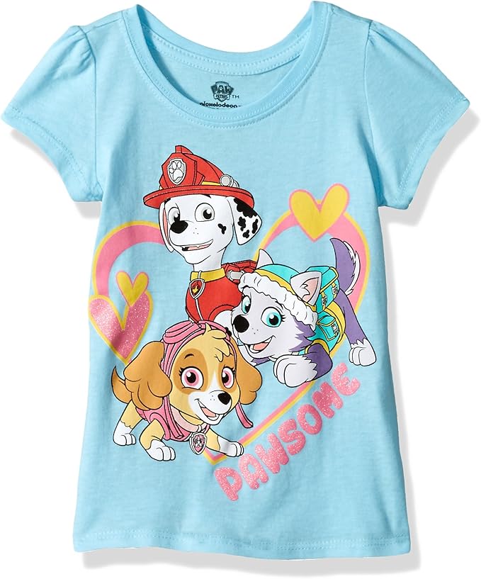Paw Patrol Girls' Paw Patrol Awesome Short Sleeve Puff Tee