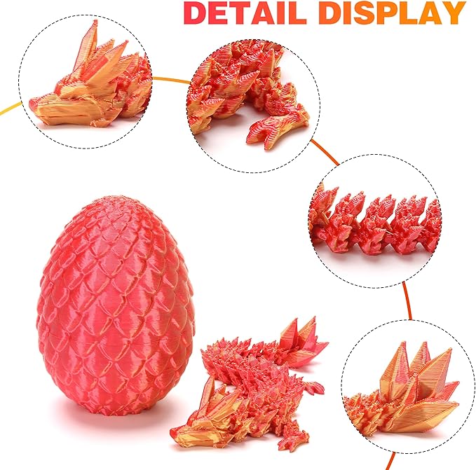 4PCS Mini 3D Printed Dragon Eggs with Dragon Inside, Surprise Stuffed Animals Fidget Toys for Kids, Small Dinosaur Dino Eggs Toys, Christmas Halloween Decorations Gifts for Girls Boys Party Favors