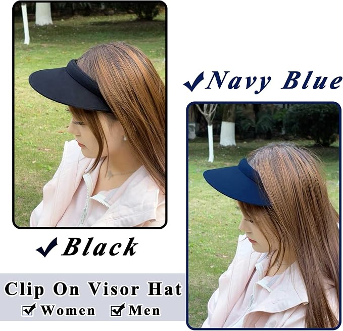 4 Pack Sun Visor Hats Women Men Clip on Cotton Wide Brim Visors Hat Outdoor Sports Golf Beach Travel Tennis Caps