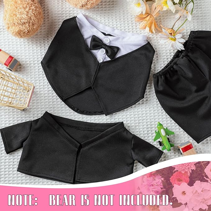 Set of Tuxedo Outfit, Bear Clothes Suitable for 13-15 Inch Stuffed Animal Clothes, Bear Accessories for Your Own Stuffed Animals on Weddings