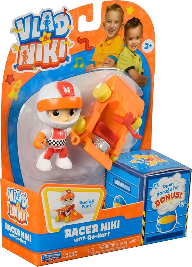 BANDAI Vlad & Niki Play Action Figure - Racer Niki Figure - Articulated Action Figurine with Accessories, Multicolor, P57556