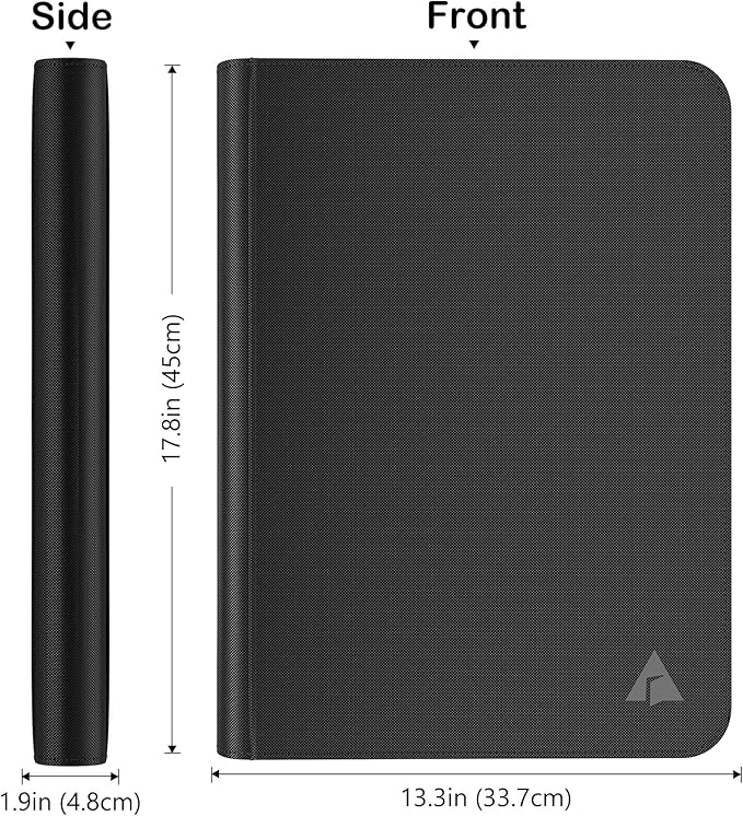 Premium 1000+ Pockets Card Binder, 16-Pocket Ringless Trading Card Album Folder - Side Loading UltraSonic-161024 Tech Zip Binder for TCG -Black