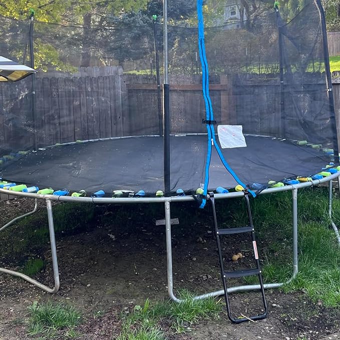 Gardenature Trampoline Ladder 3 Step with Wide Flat Steps, Universal Trampoline Stairs for Kids, Rust-Resistant Heavy Duty Trampoline Accessories for 10 12 14 16 FT Round & Rectangle Frames, Black