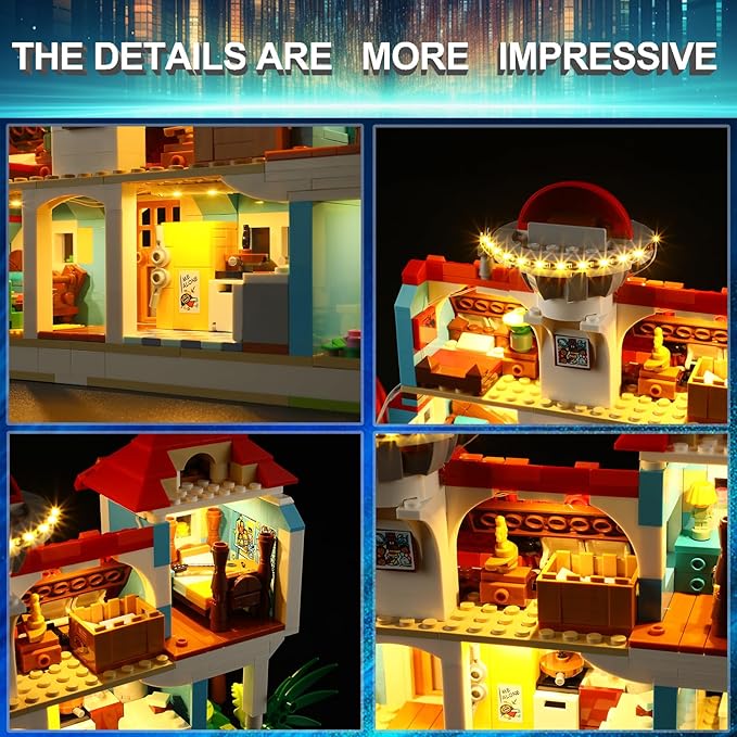 LED Light Kit for Lego 43268 Lilo and Stitch Beach House Set, Blue Underglow Lights Compatible with Lego 43268 Set (Not Include Blocks Set)