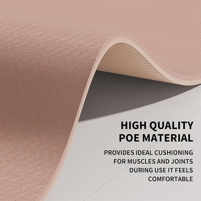 Large Yoga Mat (6'x 4')-POE 0.28''/0.32''/0.4'' Thick Fitness Mat, Eco-Friendly Exercise Mat for Home Workouts, Ideal for Yoga and Pilates