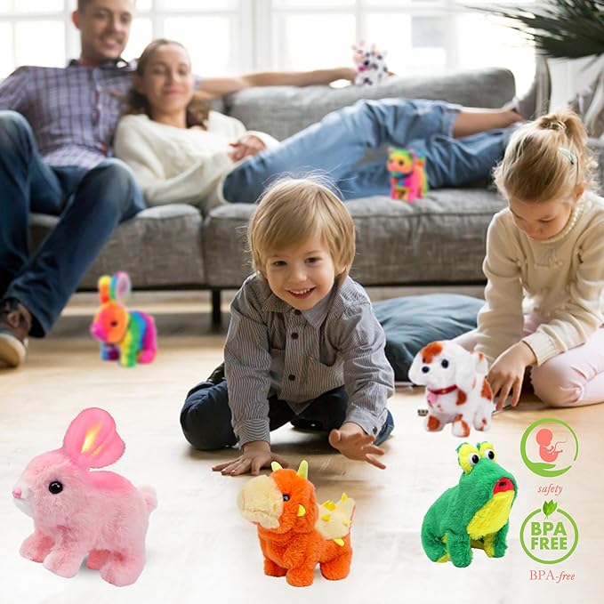 Hopearl Walking Dog Golden Retriever in Brown Vest Interactive Electronic Pet Plush Toy Puppy Woof and Moving Animated Nodding Head Gift for Toddlers Birthday, Brown, 7''