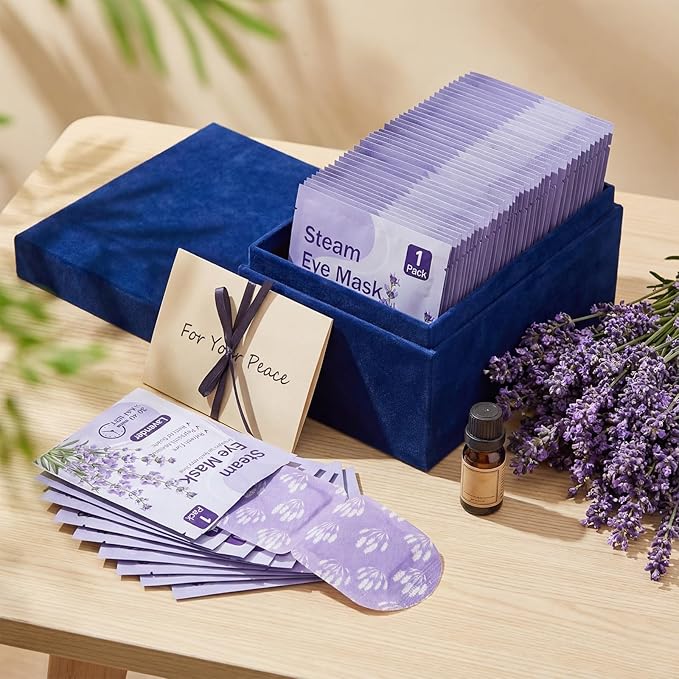 50 Pcs Steam Eye Masks for Dry Eyes Lavender Self Heated Steam Warm Eye Mask Heated Disposable Eyes Masks for Dark Circles, Puffy, Relief Stress, Fatigue Relaxation Gifts