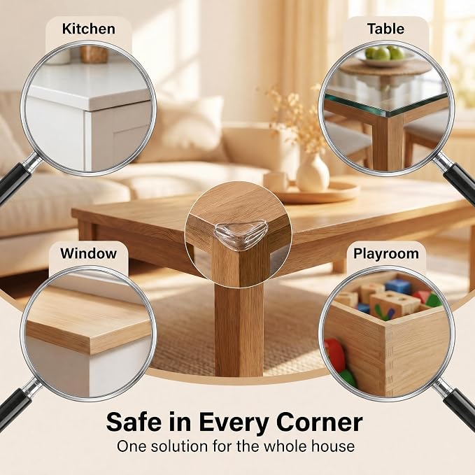 16 Pack Clear Baby Corner Protectors – Teardrop-Shaped & Spherical Furniture Edge Guards for Baby Proofing – Soft PVC Table Corner Covers for Safety on Tables, Cabinets – Childproof Bumpers for Home