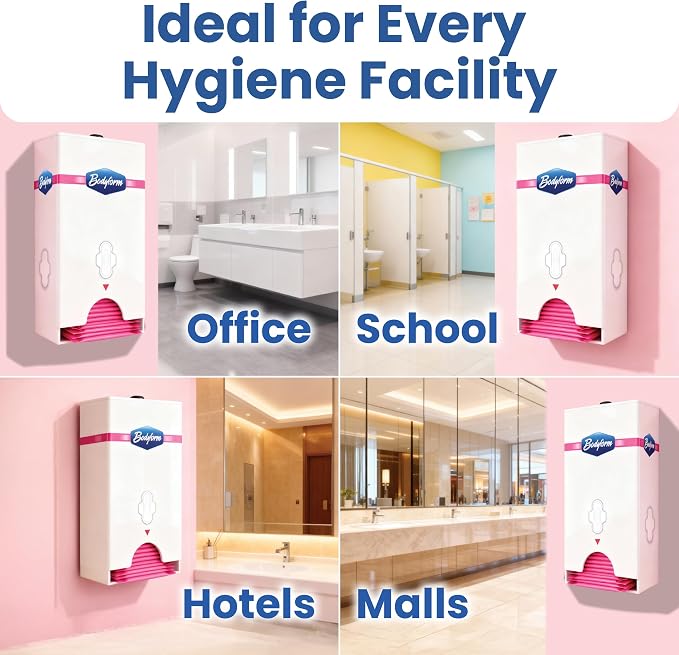 Regular Maxi Pads Individually Wrapped Feminine Sanitary Napkins with Adhesive Strip, Super Absorbent Soft Cotton Cover, Ideal for Donation to Shelters, Hospitals & Camps #BF288 (250 Pads + Dispenser)