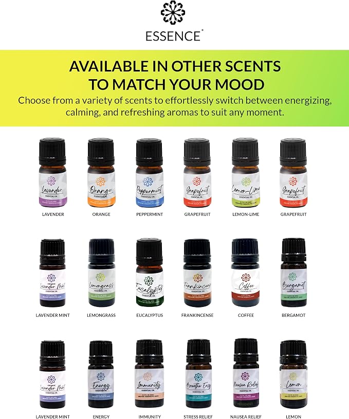Essence Pearl Travel Case | Lemon-Lime Essential Oil | Aromatherapy Nasal Diffuser & Essential Oil Carrying Case | Uplifting Citrus Blend | Travel-Friendly Kit | White Pod