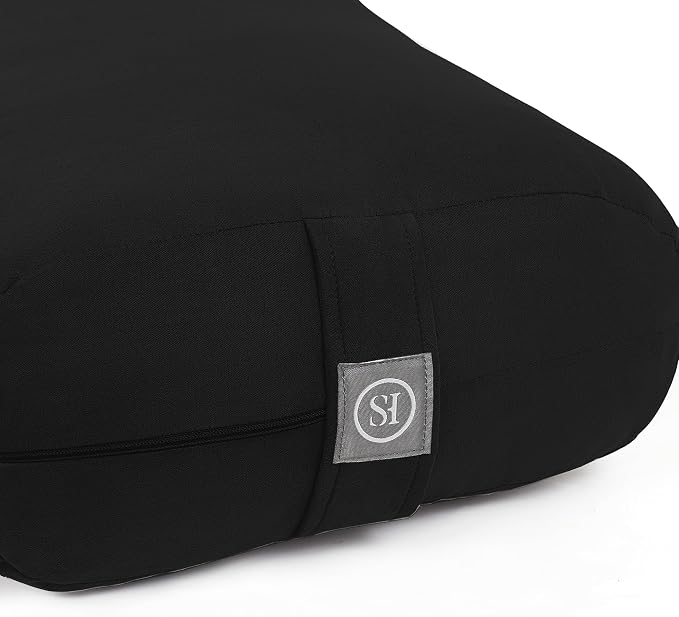 Meditation Cushion Bolster Pillow for Restorative Yoga โ Supportive Cushion for Meditation, Pilates, and Relaxation โ Filled with Buckwheat Hulls - Removable Cover
