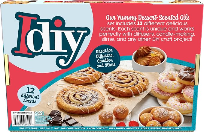 Dessert Scented Fragrance Oil Set (12 Pack) – 10ml Large Bottles, Sweet Bakery Scents for Diffuser, Aromatherapy, Candle Making, Soap, Slime & DIY Crafts – Vanilla, Chocolate, Caramel, Fruit