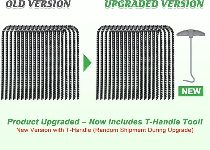 Gtongoko Trampoline Stakes, Trampoline Accessories, Ground Stakes Heavy Duty with T Hook, Ground Anchors, Rebar Stakes, High Wind Tent Anchors, Galvanized Steel, U Shaped, Black