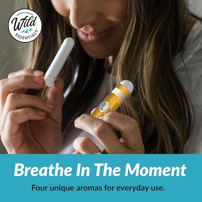 Wilder Essentials 4 Pack Aromatherapy Nasal Inhalers Gift Set, Essential Oil Scent Sticks, Funny White Elephant Stocking Stuffers, Portable Natural Diffuser Tubes, Made in USA Novelty Blend Kit