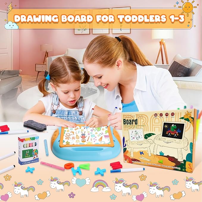 Toys for 1-2 Year Old Boys, Toddler Boy Toy with Magnetic Letters and Numbers, Learning and Educational Toys for 1 2 Year Old, Boys Birthday (Blue,Orange)