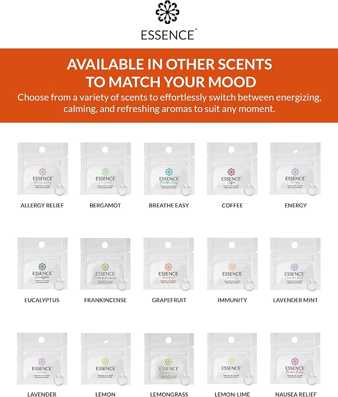 Essence Wearable Aromatherapy Nasal Diffuser – Orange Essential Oil Nose Ring Silicone Inhaler for Stress & Mood Support - Made in USA & Travel-Friendly