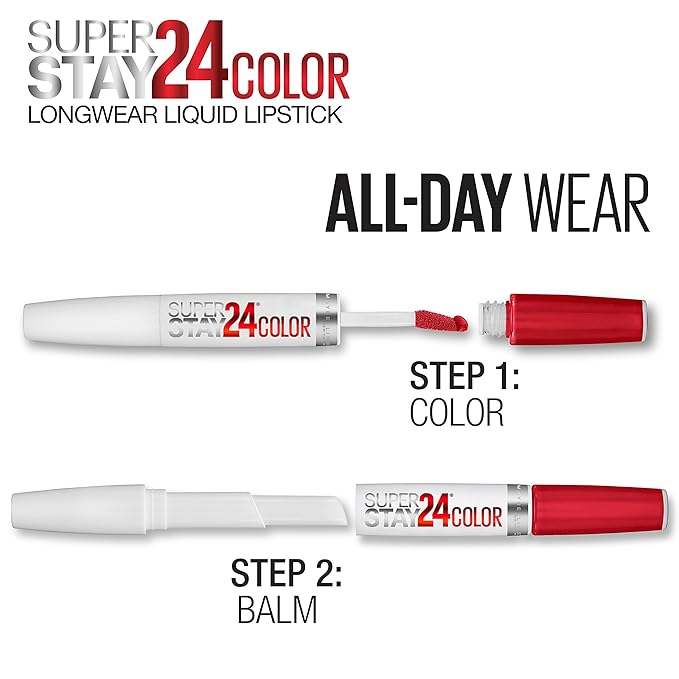 MAYBELLINE Super Stay 24, 2-Step Liquid Lipstick Makeup, Long Lasting Highly Pigmented Color with Moisturizing Balm, Continuous Coral, Coral Pink, 1 Count (Pack of 2)