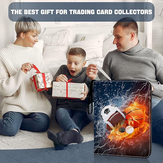Sports Card Binder 4 Pocket Trading Card Binder 400 Pockets Double Sided Pockets Baseball Card Binder for Football Baseball Basketball Hockey Card and Other TCG Collection Storage Album