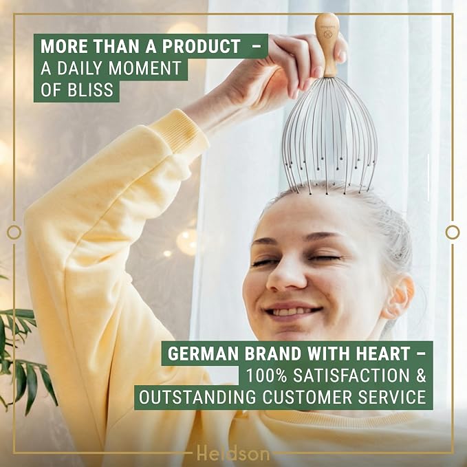 HELDSON® Premium Wire Head Massager Scalp Massager Tool - 32 Fingers Octopus Scratcher - Stress Relax Tickler - Hair Massagers Whisk - Headspa Equipment - Headscratcher Tickle Tools - Gift Men, Women