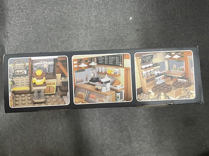 City Coffee House Building Set with Light, 1173 PCS Cafe Shop Building Block Toy with Ordering Counter Baking Room, Architecture Construction Model for Adults Teens Kids Boys Girls Ages 6-12+