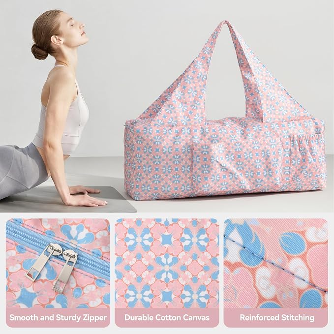 BOULDER BEE Yoga Mat Bag with Wet Pocket, Large Yoga Mat Carrier Fits All Your Stuff, Personalized Yoga Gifts, Gym Tote Bag for Women