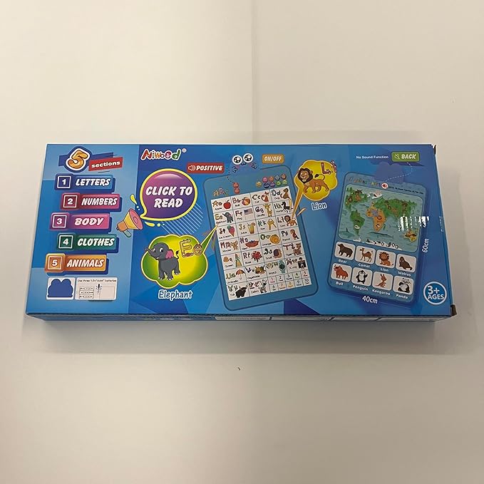 Electronic Interactive Double-Sided Alphabet Wall Chart, Talking ABC & 123s & Music & Learning Poster, Best for Preschool Boys & Girls (Blue+P)