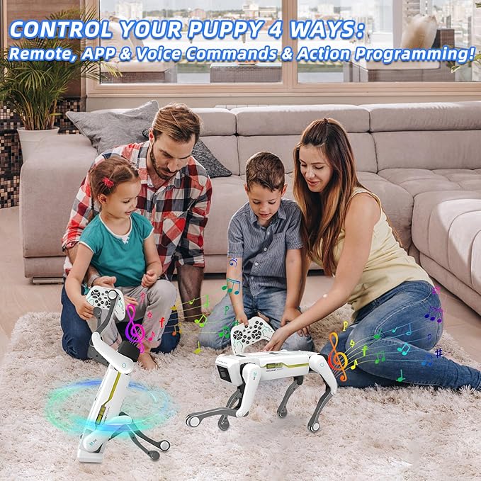 Mostop Smart Robot Dog, Interactive AI Smart Dog Toy for Kids 5-7 - RC Robot Puppy with Voice/App/Remote Control, Support Action Programming, 30+ Actions, Ideal STEM Gift for Adults/Kids