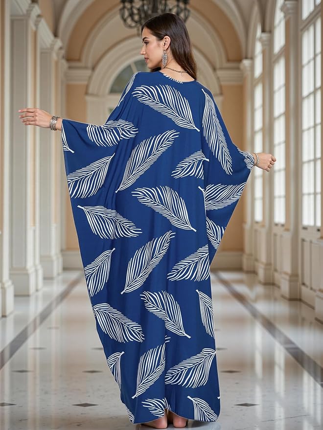 Mumu Dresses for Women Plus Size, Bohemian Kaftan Beach Cover Up Long Maxi Nightgown Soft Loungewear