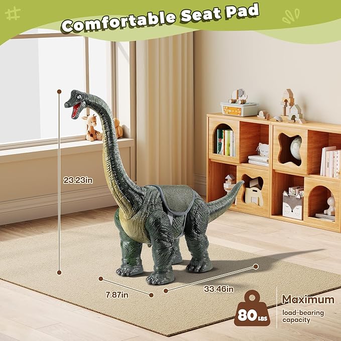 Dinosaur Ride On Toy Cars for Kids,Twinkoo Realistic Brachiosaurus Push Car with Three Sound Effects,Sound and Light Effects PP Wheels for Indoor/Outdoor Play,Best Gift for Kids(Brachiosaurus)
