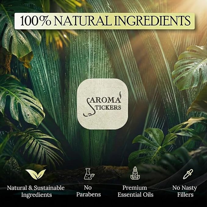 AROMA STICKERS® (Spearmint, Pack of 3) - 100% Natural Essential Oil Scented - Sticker Diffuser for Personal Space - Face Mask & Pillow - Refreshing & Focus (Pack of 3, 36 Stickers in Total)