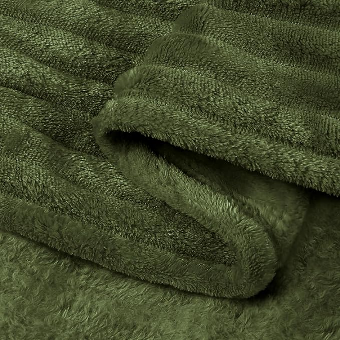 BEDELITE 3D Ribbed Jacquard Moss Fleece Throw Blanket for Couch, 50x60 Inch | Soft Warm Decorative Fluffy Blanket, Cozy Plush Lightweight Fuzzy Throw Blanket for Bed Sofa Home Room Decor, Gift for Women
