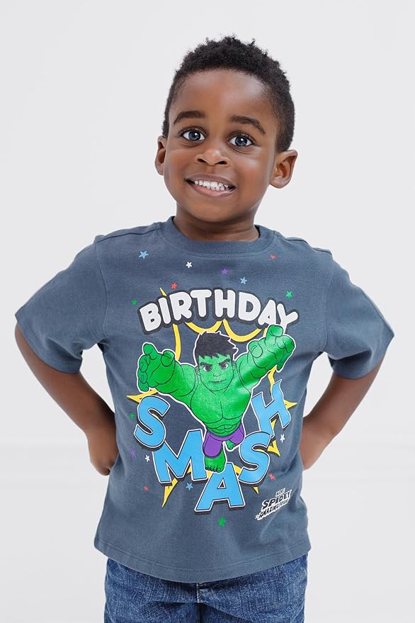 Marvel Spidey and His Amazing Friends Birthday T-Shirt Toddler to Big Kid Sizes (2T - 10-12)