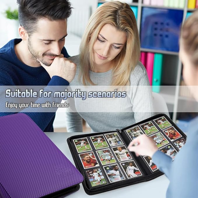 Trading Card Binder, Premium 9 Pocket Double Sided 540 Pocket PU Card Collection Binder, Collectible Trading Card Albums for MTG, TCG, Sport Card, Game Cards (Purple 1)